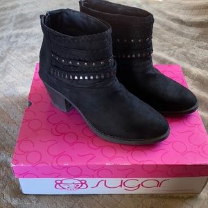 Black suede sugar boots